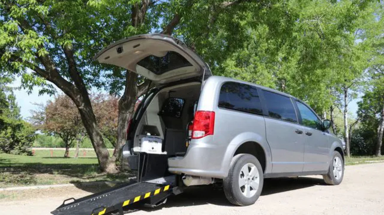 accessible van with back open